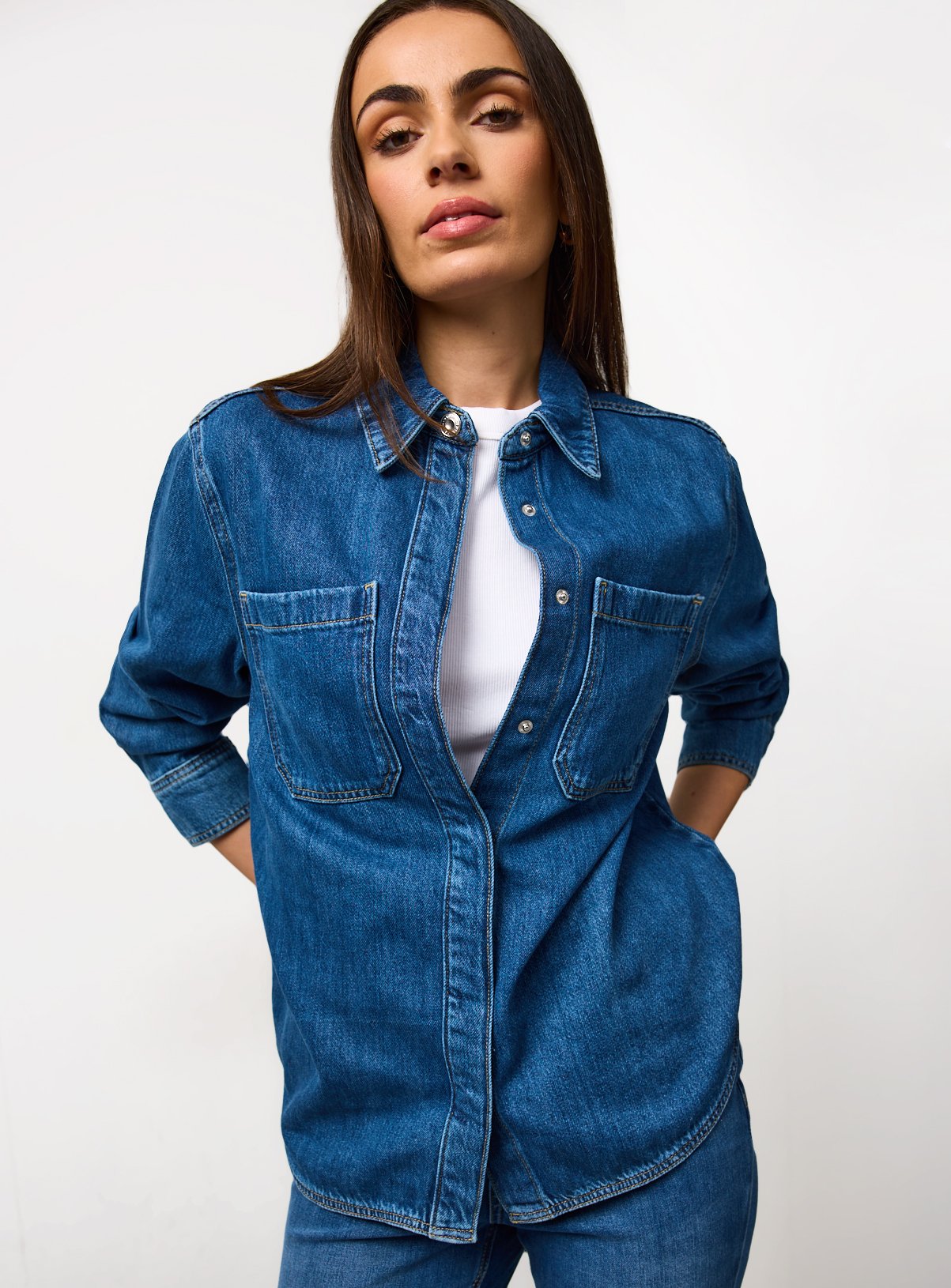Buy Mid Blue Denim Co-ord Shirt 10 | Co-ords | Argos